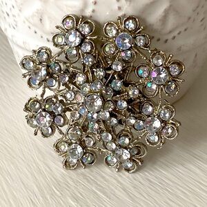 Aurora Borealis Iridescent Snowflake Crystal Brooch Sparkling Winter Wonderland